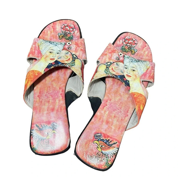 VINTAGE Jeon Women’s Japanese Wearable Art Heeled Sandals Size 6.5 - Picture 9 of 13